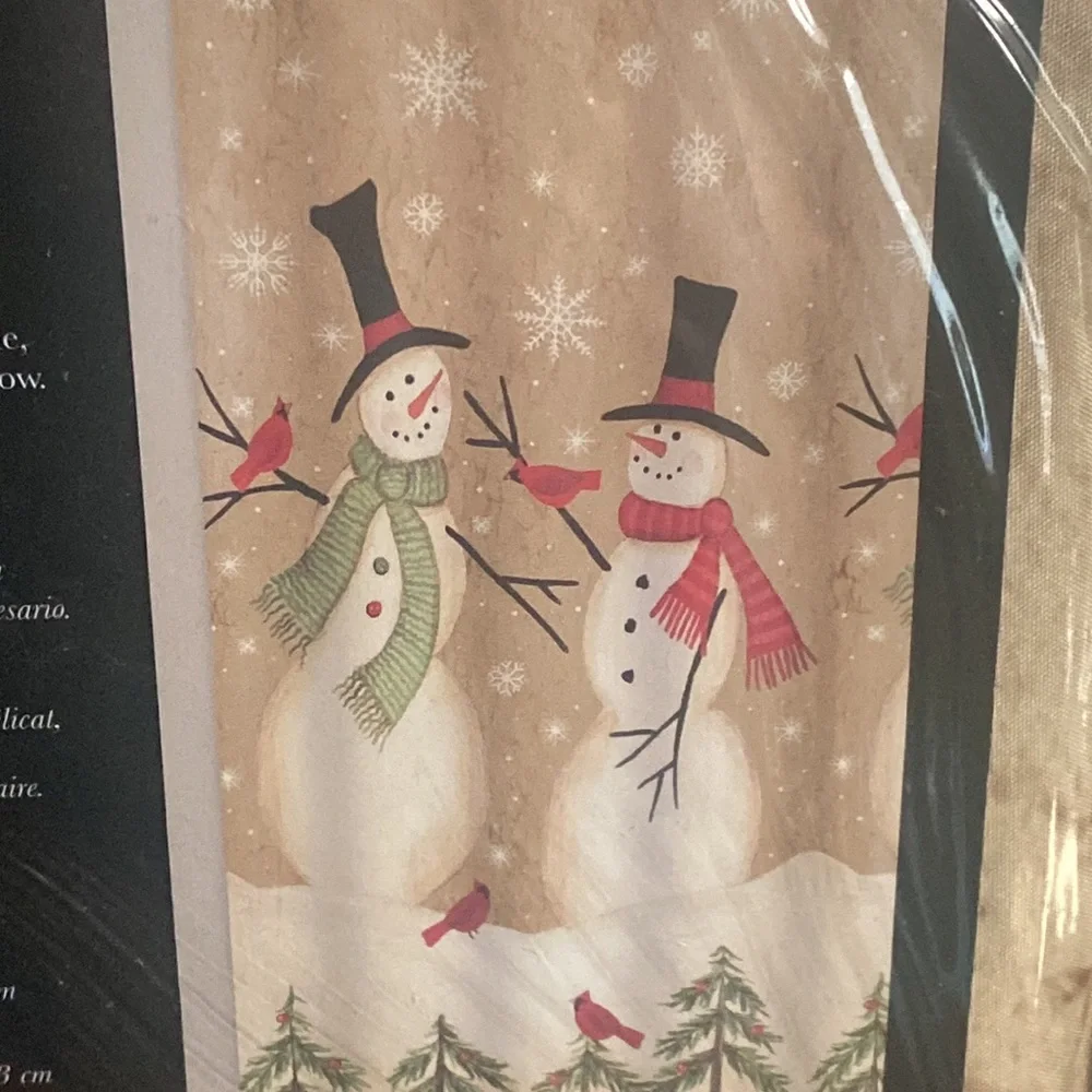 NWT Avanti Tall Snowman Ivory Fabric Shower Curtain 72x72 10936H